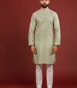 Pista color beautiful kurta payjama for handsome men's looks