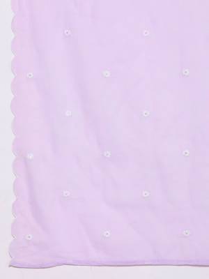 Plus Size Floral Embroidered Empire Thread Work Pure Cotton Kurta Set 4