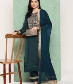 Women Floral Yoke Design Regular Kurta with Trousers & With Dupatta