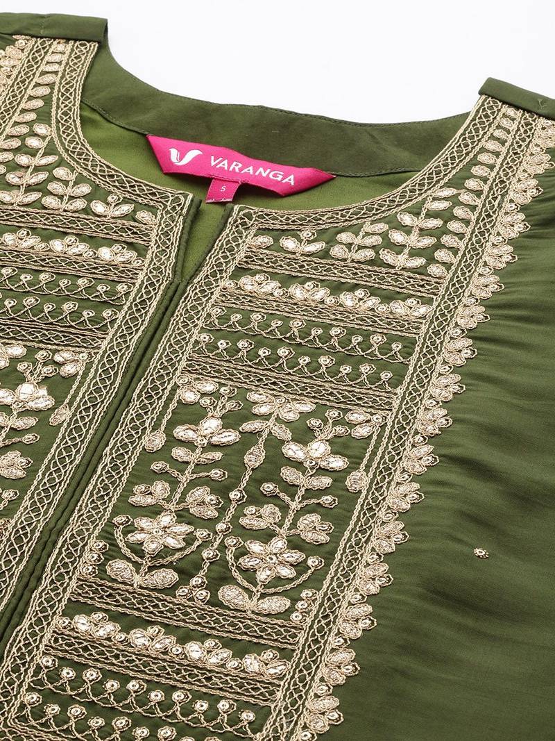 Floral Embroidered Regular Kurta with Trousers & With Dupatta