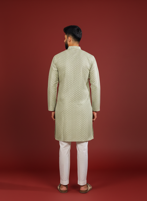Pista color beautiful kurta payjama for handsome men's looks 2