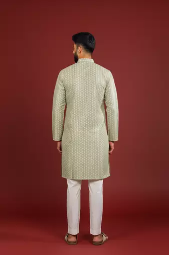 Pista color beautiful kurta payjama for handsome men's looks