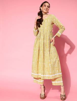 Women Ethnic Motifs Printed Empire Pure Cotton Kurta with Trousers 3