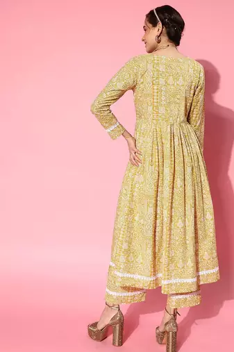 Women Ethnic Motifs Printed Empire Pure Cotton Kurta with Trousers