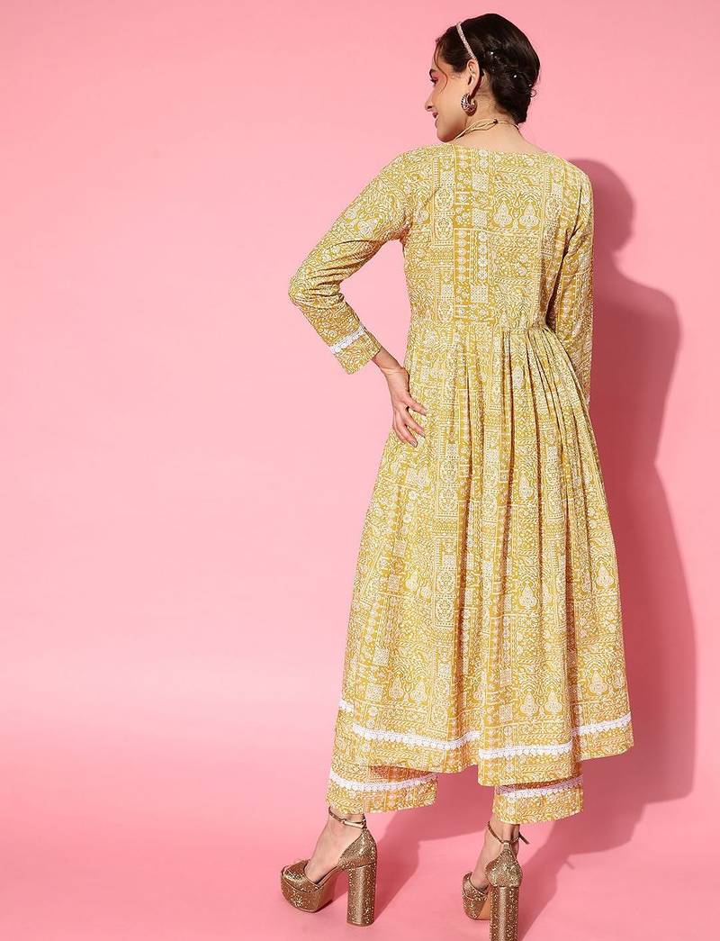 Women Ethnic Motifs Printed Empire Pure Cotton Kurta with Trousers