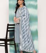 Women Bandhani Printed Regular Sequinned Kurta with Trousers & With Dupatta