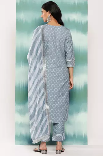 Women Bandhani Printed Regular Sequinned Kurta with Trousers & With Dupatta