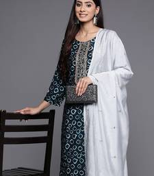 Yoke Design Chanderi Silk Kurta with Trousers & Dupatta
