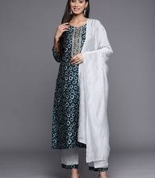 Yoke Design Chanderi Silk Kurta with Trousers & Dupatta