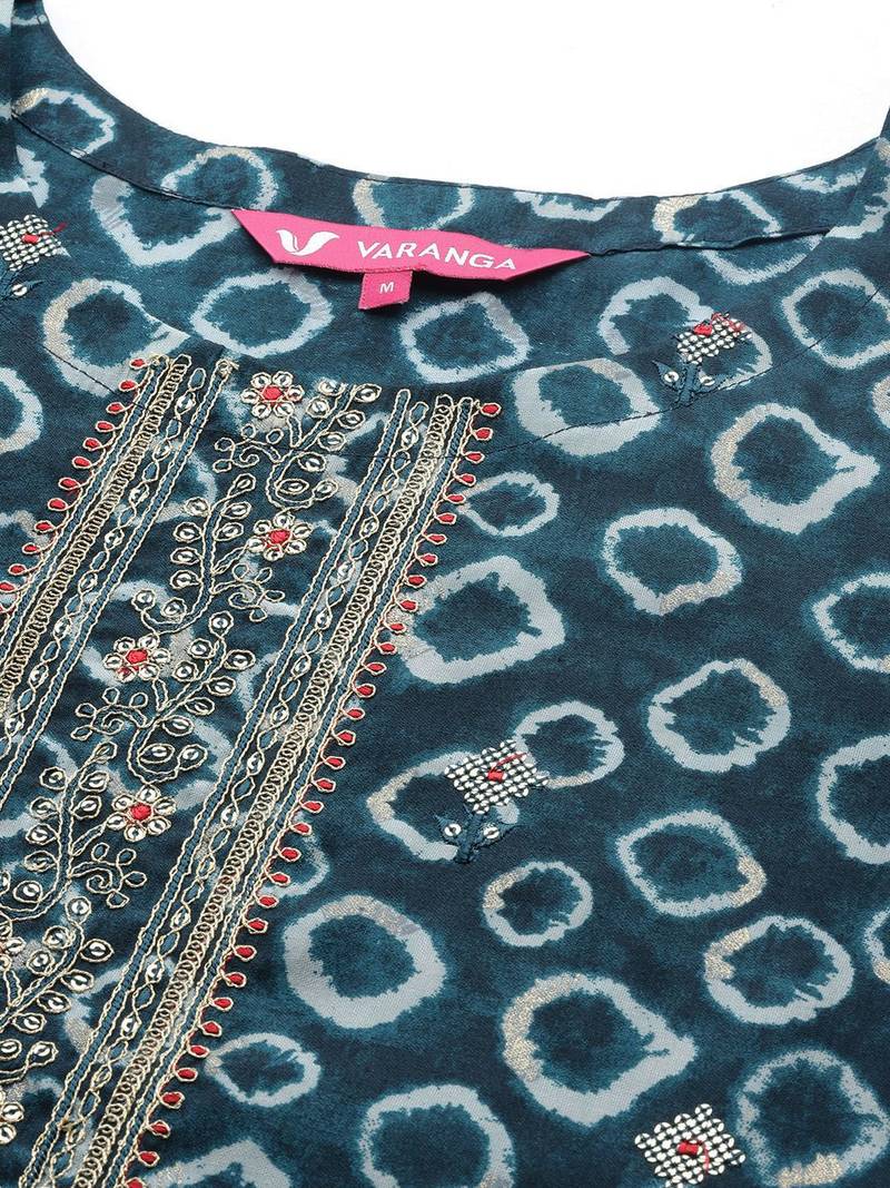 Yoke Design Chanderi Silk Kurta with Trousers & Dupatta