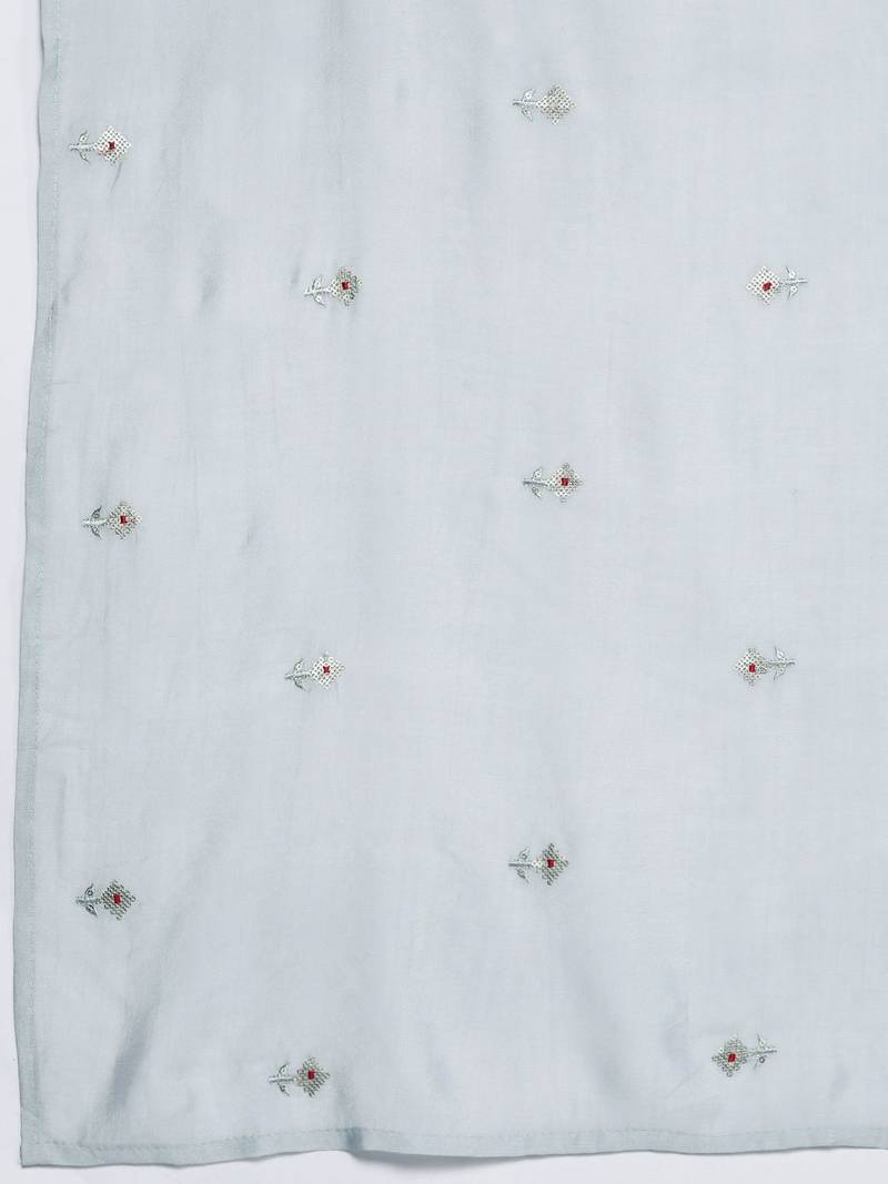 Yoke Design Chanderi Silk Kurta with Trousers & Dupatta