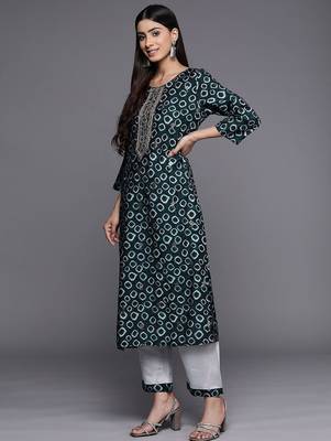 Yoke Design Chanderi Silk Kurta with Trousers & Dupatta 6