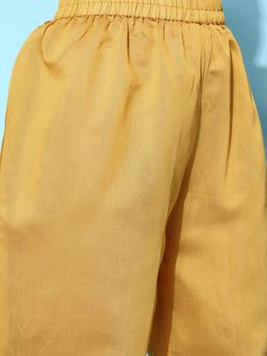 Women Mustard Yellow Ethnic Motifs Embroidered Sequinned Kurta Set 5