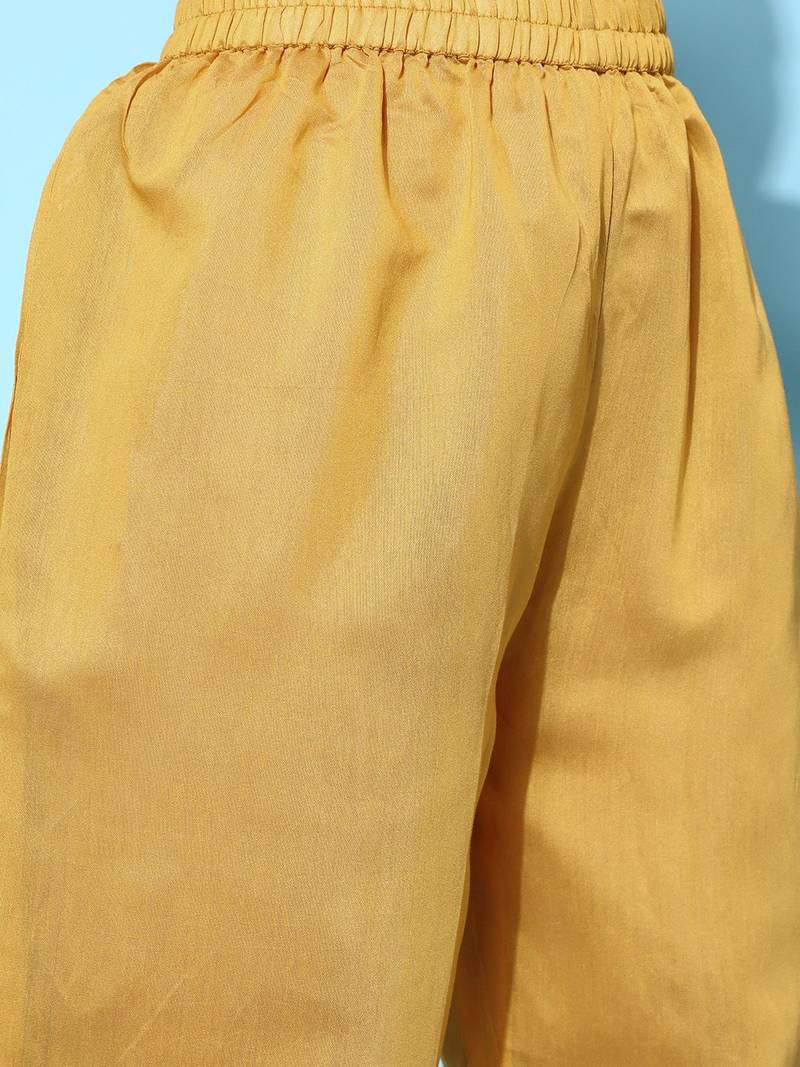 Women Mustard Yellow Ethnic Motifs Embroidered Sequinned Kurta Set