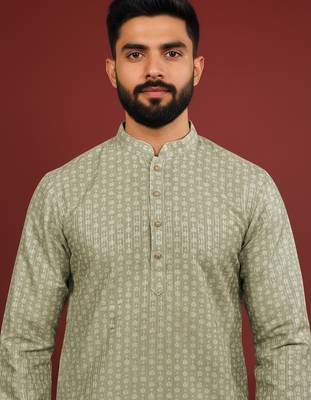 Pista color beautiful kurta payjama for handsome men's looks 3