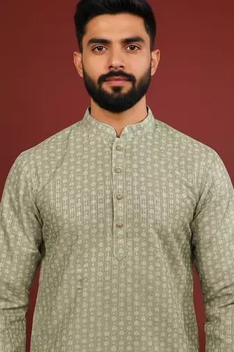 Pista color beautiful kurta payjama for handsome men's looks