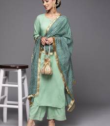 Women Green Kurta with Palazzos & With Dupatta