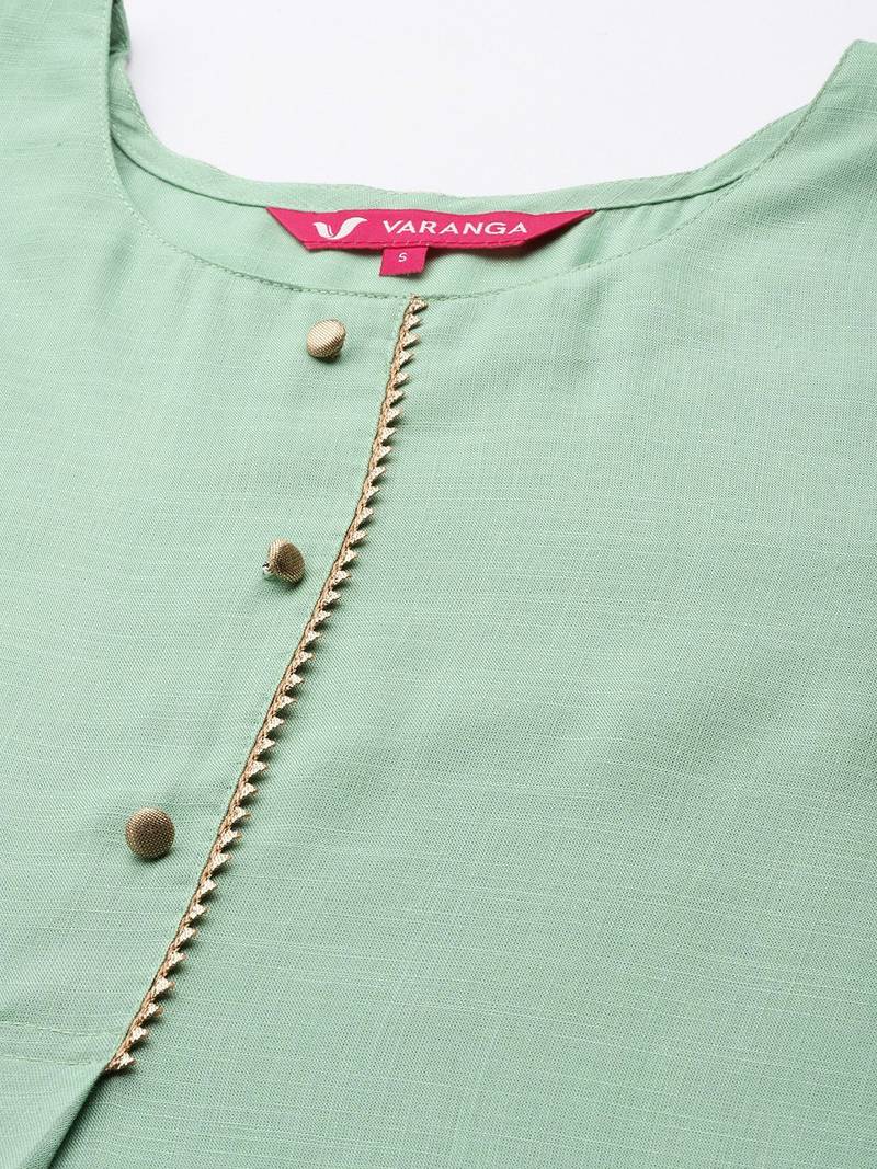 Women Green Kurta with Palazzos & With Dupatta