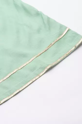 Women Green Kurta with Palazzos & With Dupatta