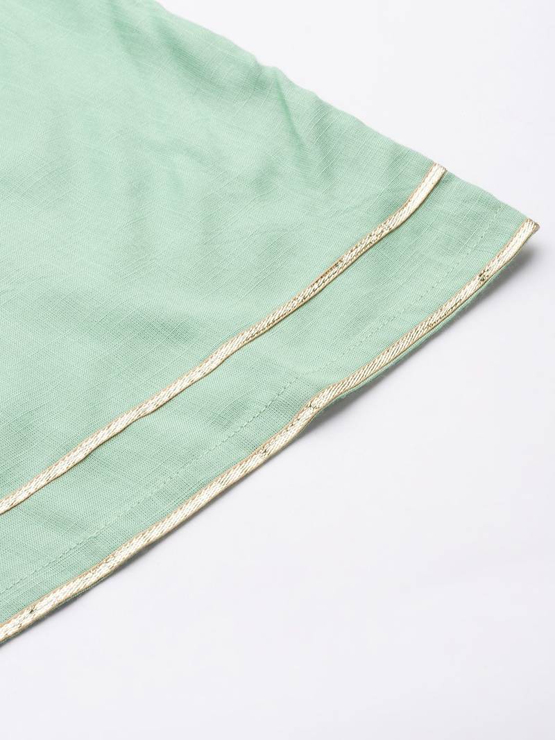 Women Green Kurta with Palazzos & With Dupatta