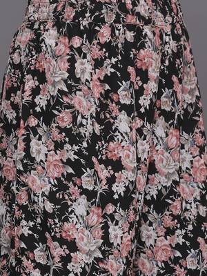 Women Black Floral Printed Empire Kurta with Sharara & With Dupatta 3