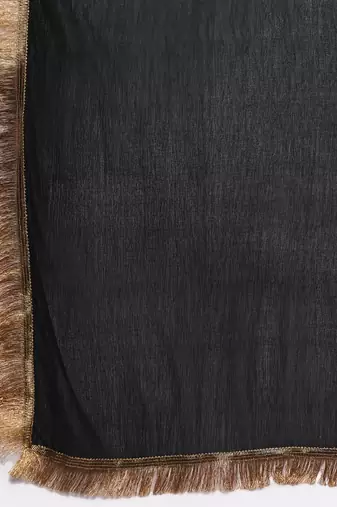 Women Black Floral Printed Empire Kurta with Sharara & With Dupatta