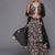 Women Black Floral Printed Empire Kurta with Sharara & With Dupatta