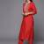 Women Rust Embroidered Empire Kurta with Trousers & With Dupatta