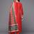 Women Rust Embroidered Empire Kurta with Trousers & With Dupatta