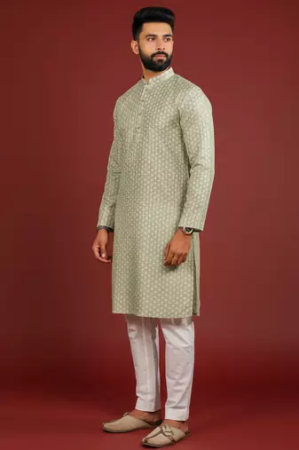Pista color beautiful kurta payjama for handsome men's looks