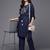 Women Navy Blue Yoke Design Thread Work Pure Cotton Kurta with Trousers
