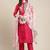 Women Magenta Floral Chanderi Silk Kurta with Trousers & With Dupatta