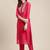 Women Magenta Floral Chanderi Silk Kurta with Trousers & With Dupatta