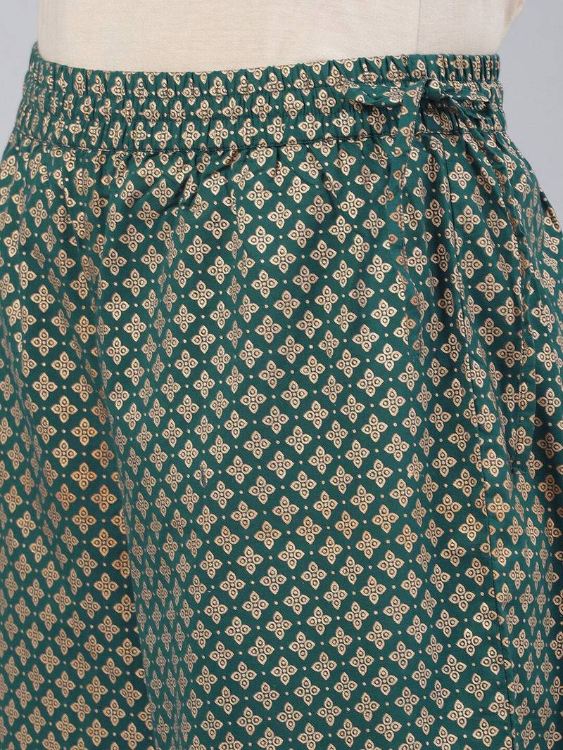 Women Green Floral Embroidered Kurta with Palazzos