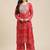 Women Red Bandhani Printed Kurta with Palazzos