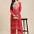 Women Red Bandhani Printed Kurta with Palazzos