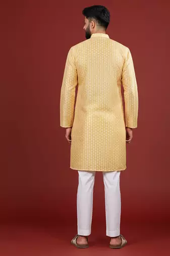 Yellow color beautiful kurta payjama for handsome men's looks