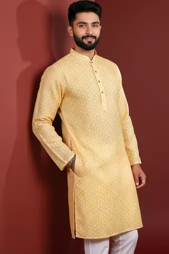 Yellow color beautiful kurta payjama for handsome men's looks