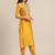 Women Mustard Yellow Floral Embroidered Empire Thread Work Kurta with Trousers & With Dupatta