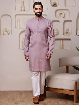 Pink color smart and ethnic cotton blend designer kurta payjama 1