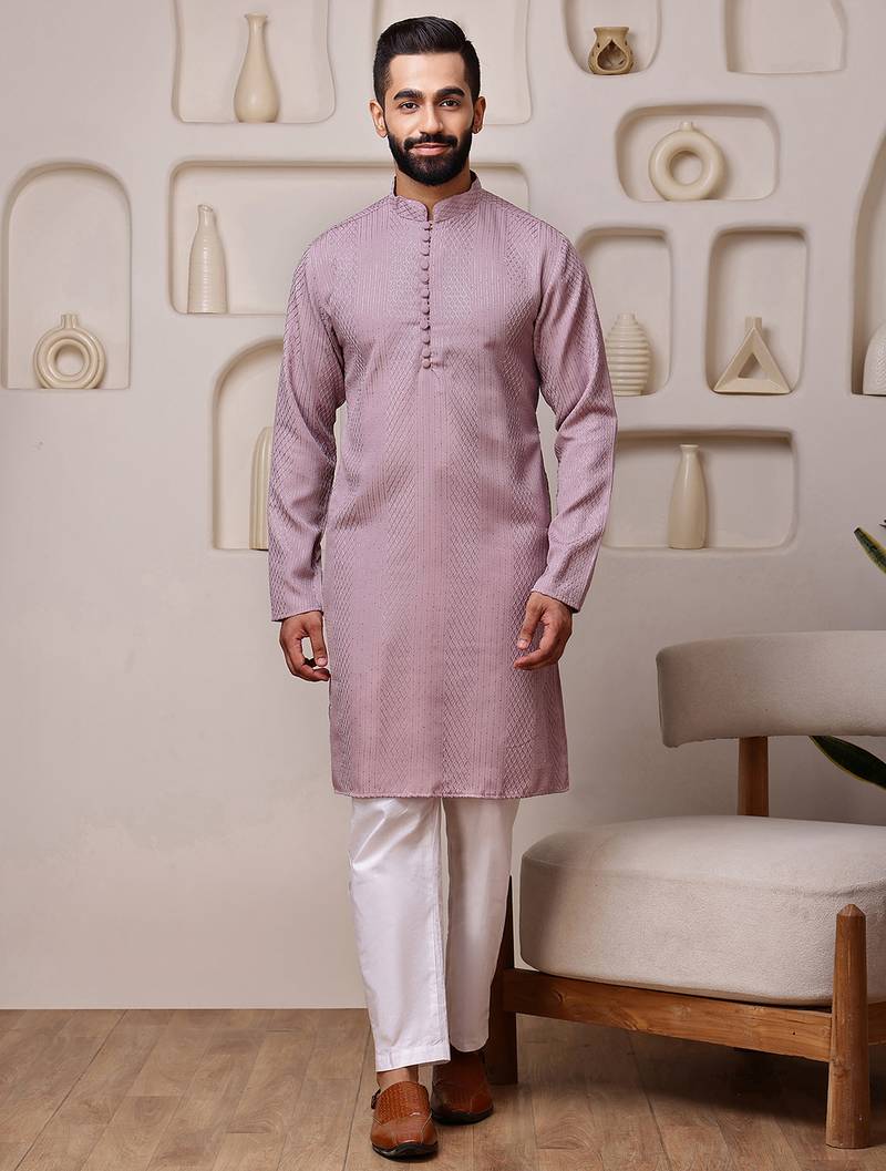 Pink color smart and ethnic cotton blend designer kurta payjama