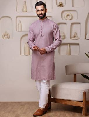 Pink color smart and ethnic cotton blend designer kurta payjama 4