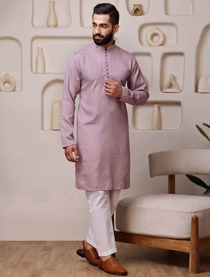 Pink color smart and ethnic cotton blend designer kurta payjama 5
