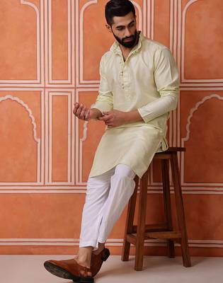 Pista color smart and ethnic cotton blend designer kurta payjama 3