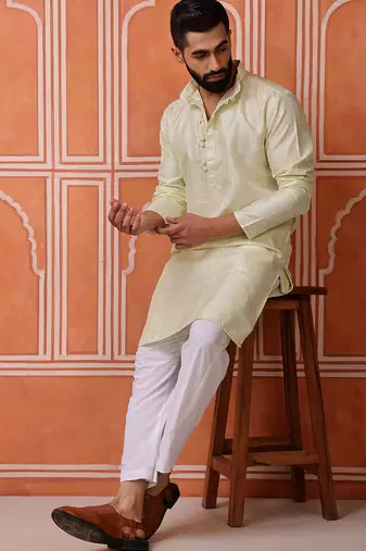 Pista color smart and ethnic cotton blend designer kurta payjama