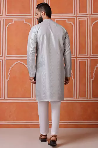 Grey color smart and ethnic cotton blend designer kurta payjama