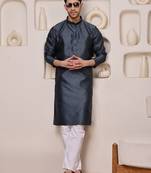 Grey color graceful ethnic kurta payjama for men's festive looks