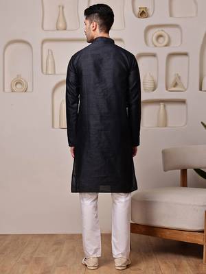 Black color graceful ethnic kurta payjama for men's festive looks 2