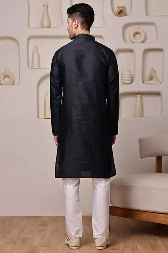 Black color graceful ethnic kurta payjama for men's festive looks