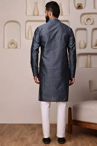 Grey color graceful ethnic kurta payjama for men's festive looks